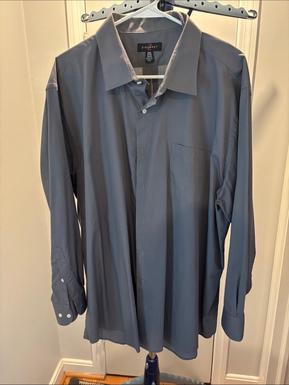 Ziggurat Men's Long Sleeve Dress Shirt in Slate Blue